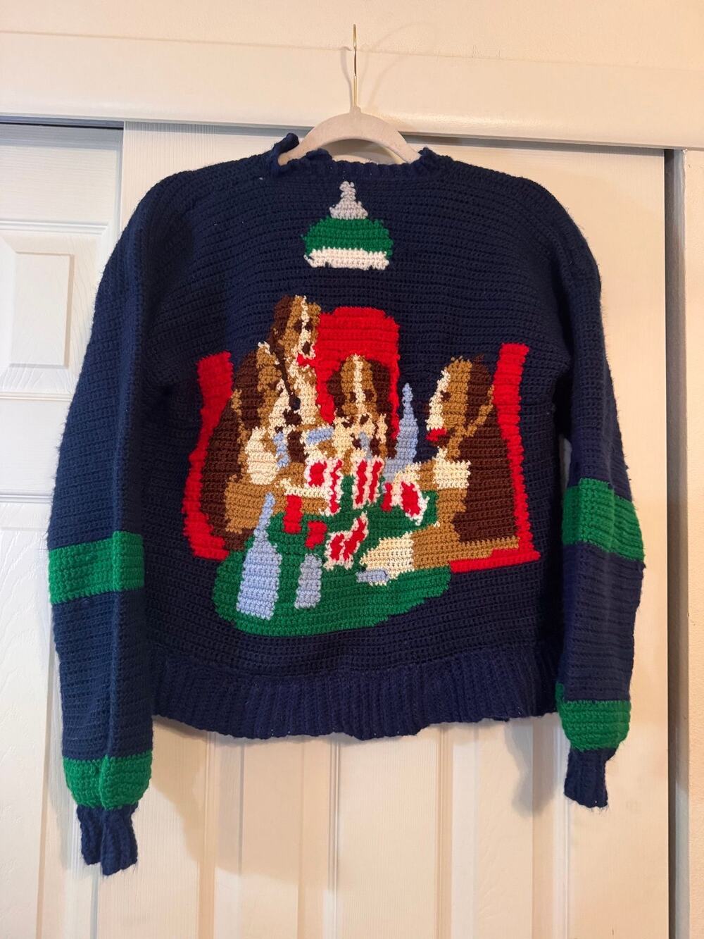 Dogs Playing Poker Vintage Crotched Cardigan